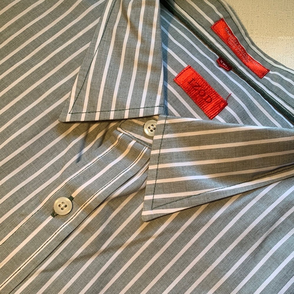 IZOD Classic Striped Men's Long Sleeve Cotton Shirt XXL